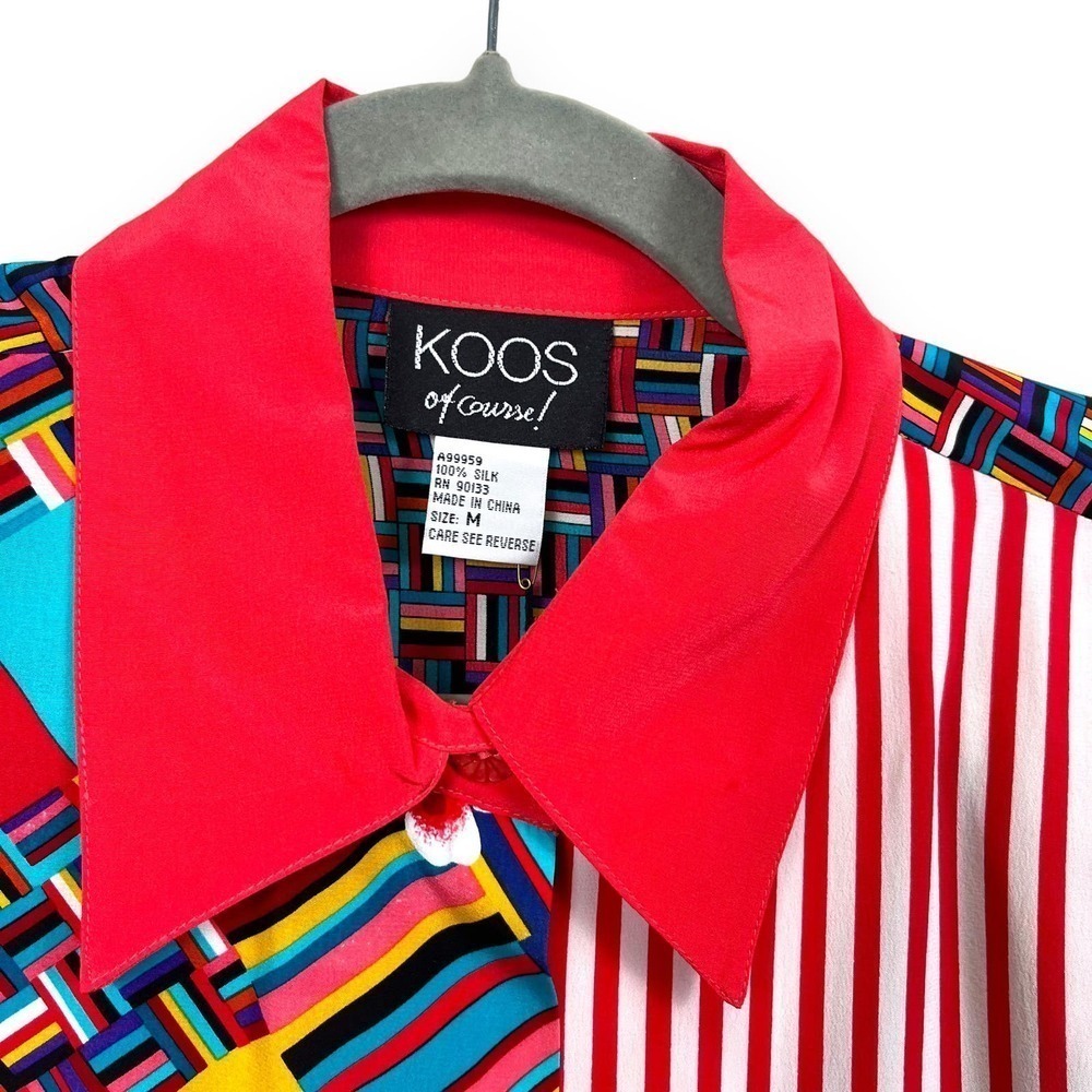 Koos of Course Womens Medium Red Silk Geometric Artsy Lagenlook Art-to-wear NWT - Picture 4 of 11